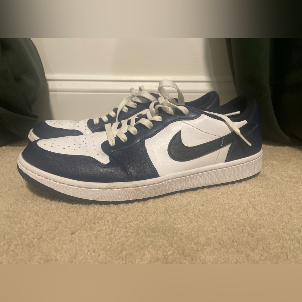 Like New Air Jordan Low 1 OG Golf in Navy and White, size 13